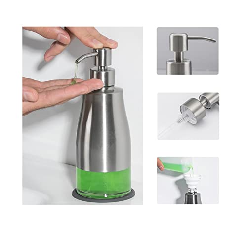 2 Pack Soap Dispenser with Coaster and Stickers (Brushed Nickel 2)