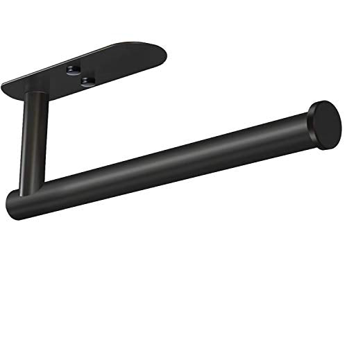 Adhesive Paper Towel Holder Under Cabinet Wall Mount for Kitchen Paper Towel (Black / 1 Pack)