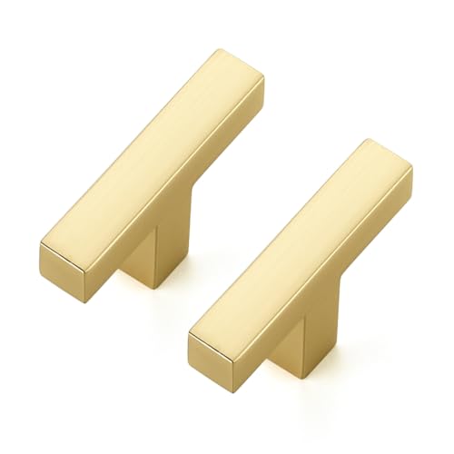 Brushed Gold Cabinet Handles Solid Drawer Pulls Single Hole 30 Pack (Brushed Gold / Single Hole)