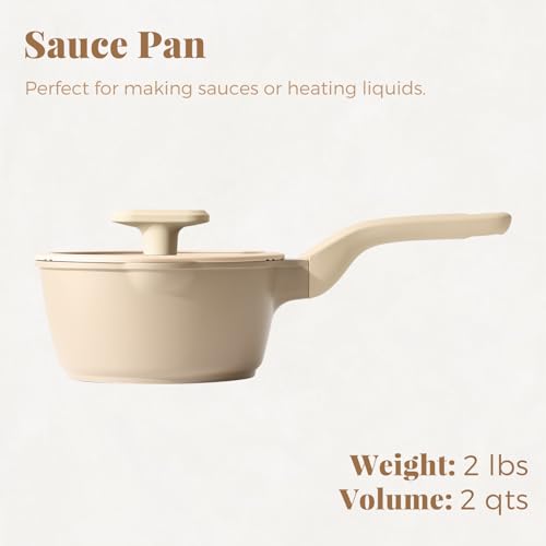 Nonstick Saucepan with Lid (2 Quarts / Natural Linen)
