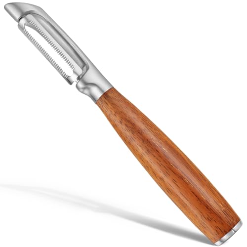 Serrated Blade Premium I Type 304 Stainless Steel Multifunctional Kitchen Peeler Real Wood Handle Ultra Sharp Blade Vegetable Potato Apple