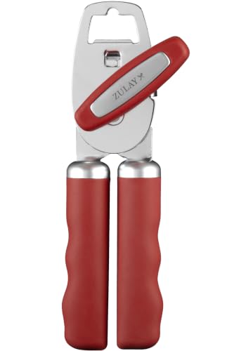 Manual Can Opener Heavy Duty Patented Stainless Steel (Red / Comfy Grip)