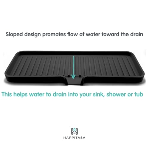 Silicone Soap Dish Tray and Sponge Holder with Drain Chute (Vanilla Cream / (LG) 12"x4")