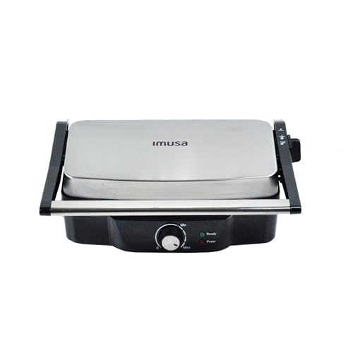 Stainless Steel Panini Press Electric with Adjustable Temperature Settings and Nonstick Plates (12 x 10 inches (Pack of 1) / Nonstick)