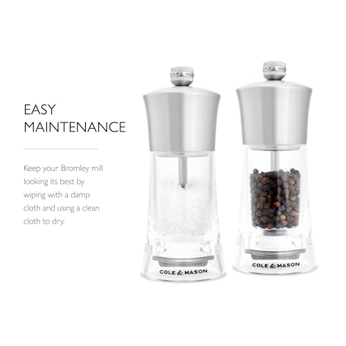 Bromley, 6", Acrylic Salt & Pepper Mill Gift Set (White and Stainless Steel)