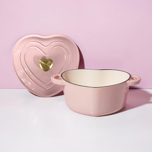 Enameled Cast Iron Dutch Oven Pot with Lid (Pink / 4-Quart)