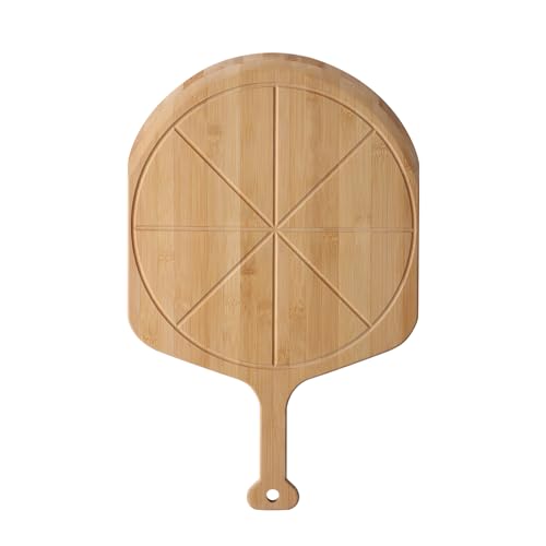 12” Bamboo Pizza Peel with 8 Slice Grooves (Small 12"W(17.3" x 12.2"))