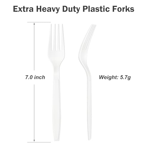 360 Count Extra Heavy Duty White Plastic Forks Disposable (White)