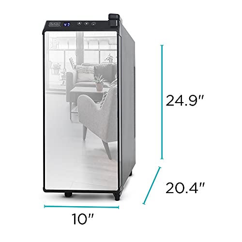 12 Bottle Thermoelectric Wine Chiller (12 Bottles / Mirrored Glass Door)