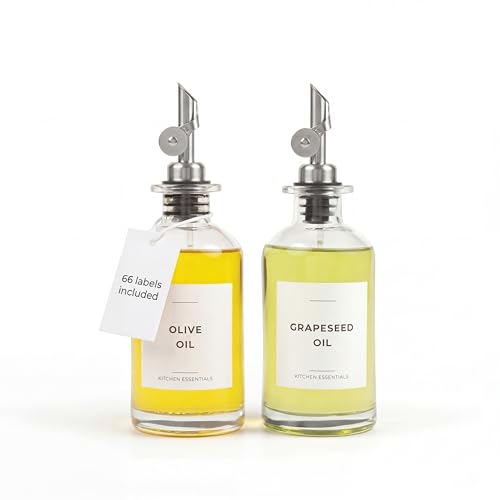Olive Oil Dispenser Bottle (11.8 fl oz (2-Pack) / Silver)