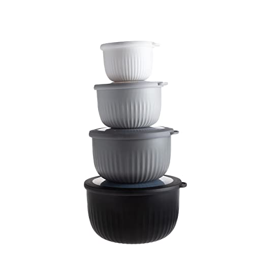 Prep Bowls with Lids (Black/White / 8 Piece Set - Deep Bowls)