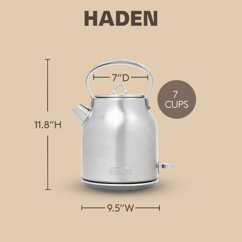 Heritage 1.7 Liter Cordless Electric Kettle (Steel & Chrome)