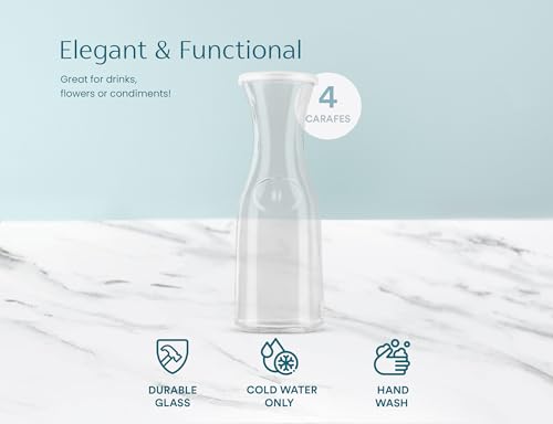 Glass Carafes with Lids (Set of 4, 1 Liter)