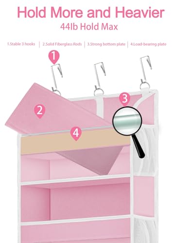 Over the Door Organizer with Clear PVC Windows & 10 Mesh Pockets (1 Pack / Pink)