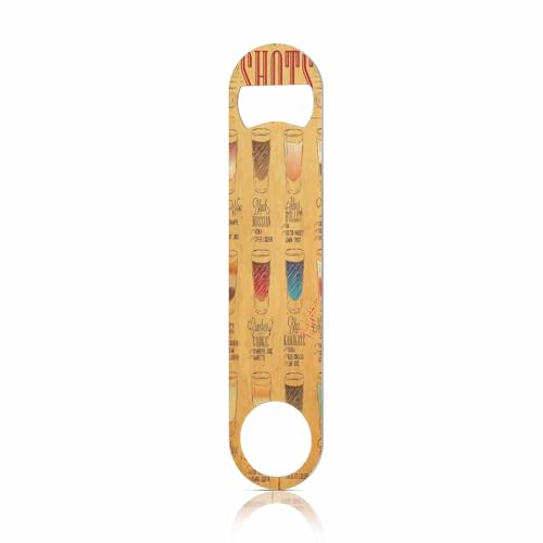 Shots Menu Stainless Steel Bottle Opener Drinks with Names Cocktail Glass Mix Color Striped Sketch Line Flat Beer Bottle Opener Keychain for Home Kitchen Bar Restaurant Party Birthday Gift (Shots Menu)