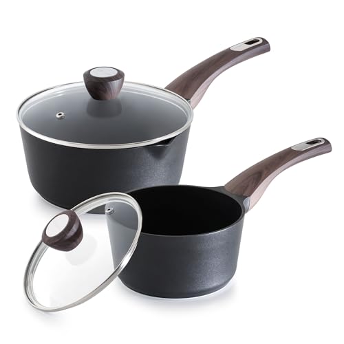 1.5 & 2.5 Quart Sauce Pan Sets with Lid (Classic Black / 1.5 + 2.5 Quarts)