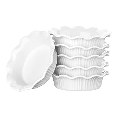Ceramic Mini Pie Pans Set of 6 (5.5 Inches / White)