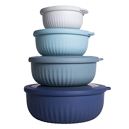 Prep Bowls with Lids (Blue / 8 Piece Set - Wide Bowls)