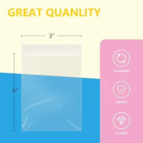 100 Pcs 3" x 5" Clear Small Zip Bag (100 Count)