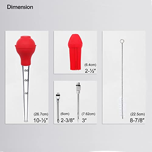 Turkey Baster Commercial Grade Quality Silicone Bulb Including 2 Meat Marinade Injector Needles with Barbecue Basting Brush and Cleaning Brush for Easy Clean Up