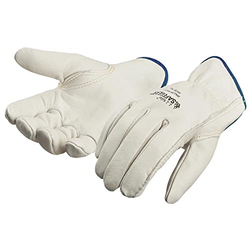 SAFEGEAR Large Cowhide Leather Work Gloves with Keystone Thumb (3 Count)
