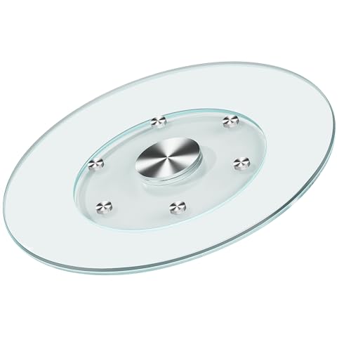 20" Large Lazy Susan for Dining Table Kitchen Glass Turntable with Aluminum Alloy Bearing (20 inches)