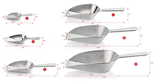 One Piece Cast Aluminum Flat Bottom Bar Ice Flour Utility Scoop