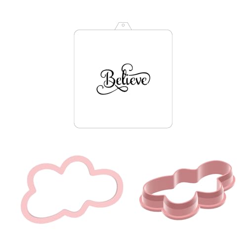 Cookie Cutter and Stencil Bundle Royal Icing Cookies Stencils Paint Your Own Biscuit Bakery Starter Kits Royal Icing Fondant Cutters Birthday Wedding Holiday Cookies Painting Coloring Pages Comb (Believe)