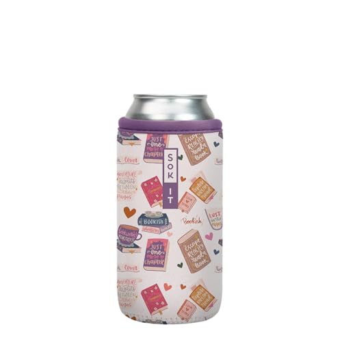 CanSok Sleeve for Beer & Soda Insulated Neoprene Cover (Just One More Chapter / 12oz Slim Can Sleeve)