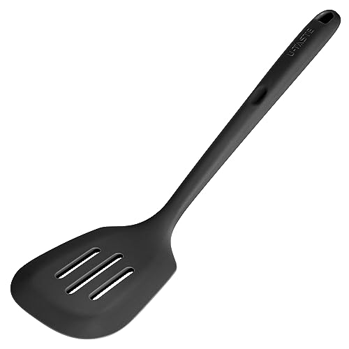 Silicone Turner Slotted Spatula (Black / 13.6")