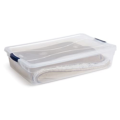 Cleverstore 42 Quart Stackable Plastic Storage Container Organizer Bin with Latching Lids for Garage (42 Qt - 4 Pack)