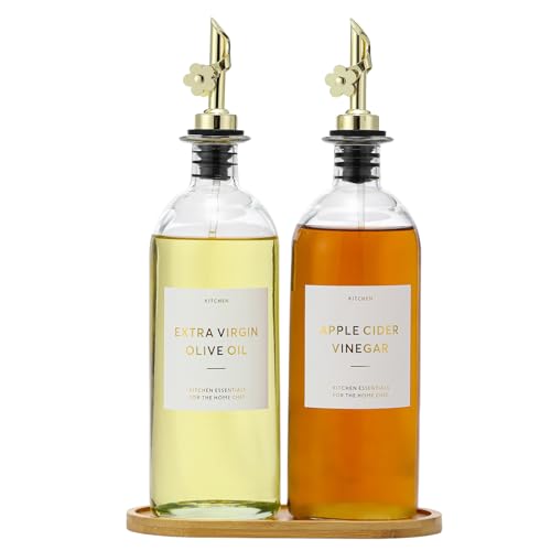 Olive Oil Dispenser for Kitchen (Transparent+Tray / 16 fl oz)