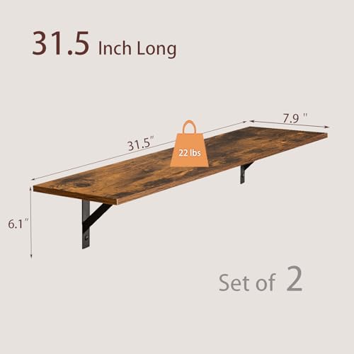 Long Wall Shelves (Rustic Brown / 31.5 Inch)