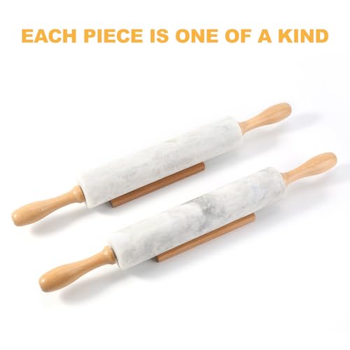 African Natural Marble Rolling Pin (White and Grey Marble with Pastry Mat)