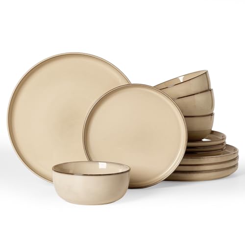 Milkyway 12 Piece Stoneware Dinnerware Set (Milk Tea / Service for 4 (Standard Dinner Set))