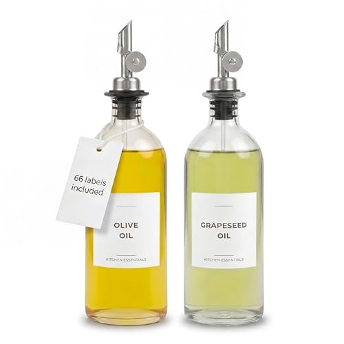 Large Oil Dispenser for Kitchen (16.9 fl oz (2-Pack) / Silver)
