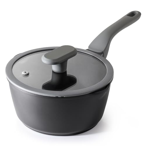 Nonstick Saucepan with Lid (2 Quarts / Black Sesame)