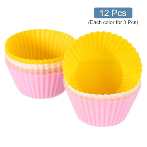 12Pcs Silicone Cupcake Liners (Multicolor / 2.8")