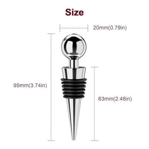 Wine Stoppers for Wine Bottles 6Pcs Vacuum Wine Bottle Stopper with Silicone Reusable Wine Corks (Silver / 6 Pack)
