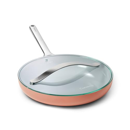 12" Non Stick Ceramic Frying Pan with Glass Lid (1x 12 IN / Perracotta)