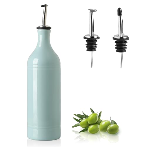 Sweejar Large Ceramic Olive Oil Dispenser Bottle (24 oz, Set of 1 / Light Blue)