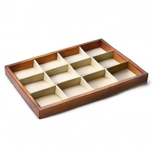 Solid Wood Jewelry Tray (Creamy-white 12 grid tray)