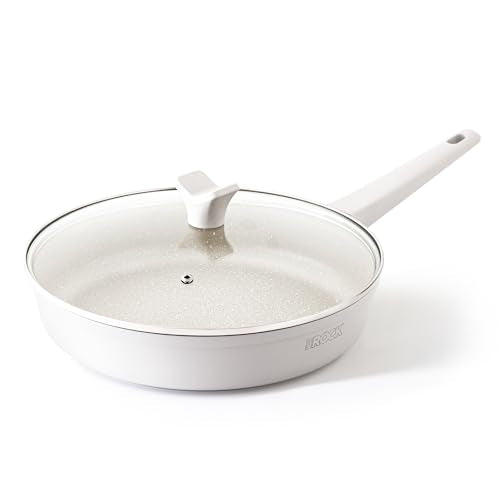 SOHO 11 Inch Non Stick Frying Pan with Lid (Cream / 11 Inch)