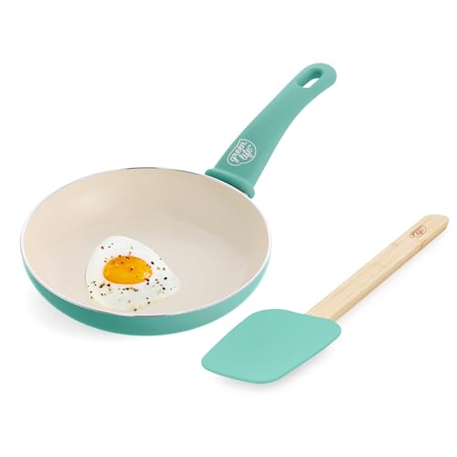 Soft Grip 8” Frypan Skillet and Spatula Breakfast Cookware Set (8" Frypan + Spatula / Turquoise)