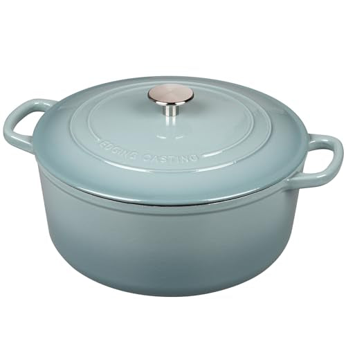 Enameled Dutch Ovens Cast Iron Dutch Oven Pot with Lid for Bread Baking (Seasalt / 5.5QT)