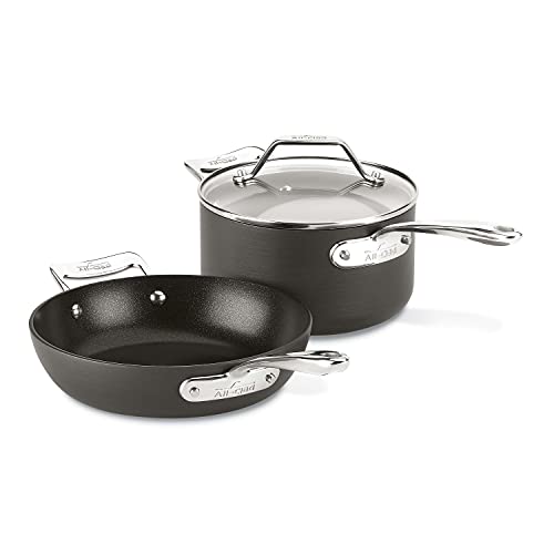 Essentials Hard Anodized Nonstick Fry & Sauce Pan Set 8.5 Inch (3-Piece Set)