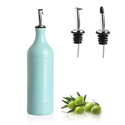 Sweejar Large Ceramic Olive Oil Dispenser Bottle (24 oz, Set of 1 / Turquoise)