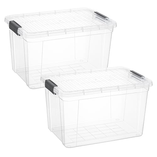 26.5 Quart Clear Plastic Storage Boxes with Lids (26 Quart)