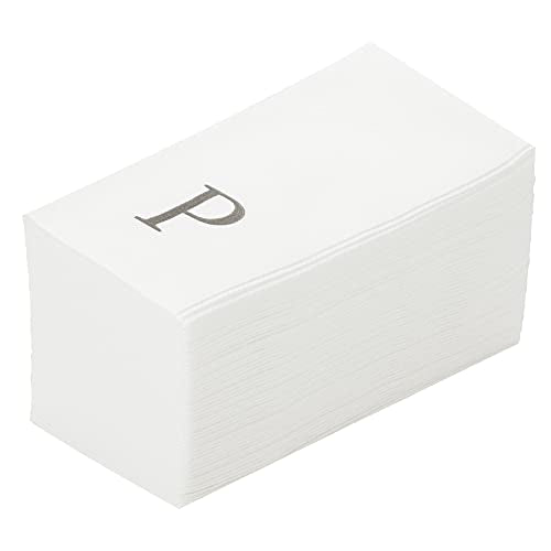 Silver P White Linen Feel Guest Towel Napkin (Silver / 2000 Count / P)