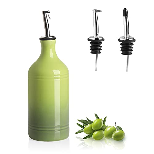 Sweejar Ceramic Olive Oil Dispenser Bottle (15.5 oz, Set of 1 / Gradient Green)